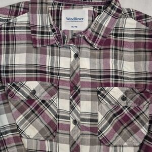 WindRiver Outfitting Women's Button Down Flannel Collard  Plaid Shirt Size XL